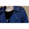 Trench coat women dark blue M-5XL plus size 20 spring autumn Korean fashion slim embroidery denim windbreaker feminina LR851 210531