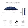 Paraguas fuerte con protección solar UV de diez huesos, sombrilla para lluvia a prueba de viento para mujer, sombrilla para uso doble para personas, paraguas plegable de tres pliegues para hombre