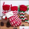 Suministros festivos para fiestas Hogar Jardín Navidad Media Árbol Ornamento Snow Elk Decoraciones navideñas Knit Candy Calcetines Bolsas Bolsa de regalo de Navidad Cyz2
