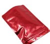 2021 100st Red Stand Up Glossy Aluminium Folie Zip Självtätning Förpackning Vattentät Bönor Spannmålspåse