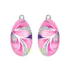 Stud Design Ladies Flower Leaves 925 Silver Earrings Female Jewelry Pink Elegant Enamel Clear CZ Earring For Wedding Banquet