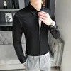 High Quality Designer Shirts Men Solid Color Long Sleeve Slim Fit Casual Men Shirt Night Club Party Streetwear Social Blouse 210527