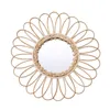 Nordic Style Round Handgjorda Rattan Vägg Hängande Decor Makeup Mirror Hem Kreativitet Inredning Dekoration