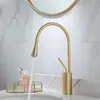 Bathroom Sink Faucets Basin Brass Black Tall Low Single Handle Drop Shape Faucet Large Curved Cold Mixer Taps9921818