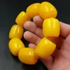 20mm Yellow Beeswax Old Honey Wax Amber Bracelet Round /barrel Bead Row Men Hand Bangle Suitable for 15-25cm