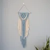 Tapisserier Macrame Hand-Woven Cotton Tapestry Blue Chic Bohemian Wall Hanging Geometric Art Beautiful Apartment Decoration