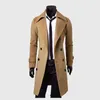 Hiver Hommes Slim Élégant Trench-Coat Double Boutonnage Longue Veste Parsale automne et hiver plus long coupe-vent laine coupe-vent 211106