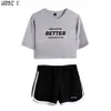 Now United - Better Album Women Two Piece Set Shortslovely T-shirt Better Now United Lyrics Harajuku Streetwear Girl Sets 210302