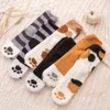 4 Pairs Women's/Men's Winter Warm Cat Paw Socks Cartoon Animal Soft Velvet Funny Sock Kawaii Fashion Floor Happy Sleeping Socks 211204