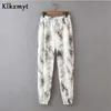 Klkxmyt High Street Vintage Taille Tie-Dye Print Jogginghose Frauen Pantalones Mujer Pantalon Femme 210527