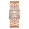 Drop Shipping New Hot Selling Square Armbandsur för Kvinnor Rostfritt Stål Guld Kvinna Klocka Diamant Armbandsur Armbandsur 210310