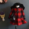 秋の女の子のセーターの服セットニットカーディガンのアウターコートスカート格子縞の服のセット赤ちゃんの女の子の暖かいクリスマス衣装G220310