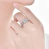 OEVAS 100% 925 srebro zestaw obrączek dla kobiet iskrzenie utworzono Moissanite kamień szlachetny diamenty zaręczyny Fine Jewelry198E