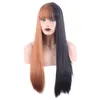 80 cm Straight Cosplay Synthetische haarpruiken met pony Mix Color Pruik 32 inches Perruques de Cheveux Humains YN117