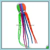 Kite Aessories Sports Outdoor Play Toys Gifts Fun High Quality 8M Power Software Octopus Flying Soft Frameless Squid Drop Delivery 2021 AK