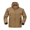 Taktisk jacka Mäns Hooded Militär Termisk Fleece Vattentålig Soft Shell Snow Ski Vinterrock Vandring Utomhus Ytterkläder 211214