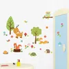 Stickers muraux forêt dessin animé animaux autocollant enfants chambres salon décalcomanies papier peint chambre pépinière fond décor à la maison