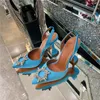 Designer womens sandals high heeled shoes pointed toesl sunflower crysta buckle sandal summer footwear fashion 10cm heel back strap genuine leather sole women shoe