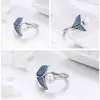Adjustable Dolphin Tail Finger Rings for Women Sterling Jewelry Mermaid Ring 211217