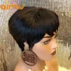 Curto Bob Peruca com Bangs Pixie Corte Brazilian Human Human Wigs Remy Natural Negro Perucas Brown para as Mulheres