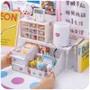 W G 3PCS Conjunto Ins kawaii Deskpot Organizer Makeup Storage Box 3 Shelf Container Gaveter Cabinet Rack Enviar adesivo Decoração de casa 210330