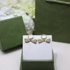 Full Pearl Bee Charm Earrings Double Letter Women Diamond Studs Colored Rhinestone Eardrop With Stamps Gift Box2367174