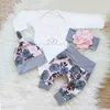 4 adet = 1 takım Yenidoğan Bebek Bebek Giysileri Set Kızın Bodysuit + Pantolon Tayt + Şapka + Hairband Suits Bebek Kız Giysileri 210317