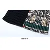 Automne hiver Vintage nœud tricot Patchwork impression robe plissée femmes à manches longues robe tricotée décontracté 210603