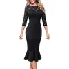 Vfemage Womens Elegante Vintage Floral Lace Leopard Autumn Office Business Evening Party Bodycon Pencil Mermaid Midi Dress 1090 210303