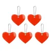 5Pcs Cute Heart Shape Reflective Keychain Bag Pendant Accessories Doft PVC Reflector Keyrings For Visible Safety G1019