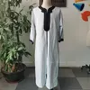 Odzież etniczna muzułmanie Jubba Thobe sukienki turecki dubaj kaftan Kaftan Abaya szata islamski modny nadruk koszule w paski arabska sukienka
