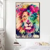 Coloré Graffiti Art Animal Lion Toile Affiches Imprime Wall Art Peinture À L'huile Mur Photos pour Salon Maison Mur Cuadros T200904