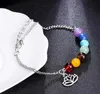 7 Chakras Beaded Strands Armband för kvinnor Crystal Healing Balance Pärlor Natursten Armband Lotus Charms Yoga Partihandel