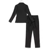 Set di pantaloni professionali da donna di alta qualità da ufficio nero completo di due pezzi giacca slim primaverile e autunnale femminile 210527