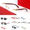 Gafas de sol de cuerno de búfalo blanco, gafas de sol para hombre y mujer, gafas de sol de bambú de madera sin montura de cristal de plástico famosas para hombre y mujer, lunetas de lentes amarillas transparentes cuadradas de metal dorado