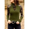 Women's T-Shirt T Shirt Half High Neck Sexy Lace Stitching Solid Color Slim Fit 2021 Spring Autumn Long Sleeves Women Clothing Tops