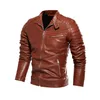 Jaquetas de couro dos homens jaquetas de couro alinhado alinhado morno casaco de motocicleta Slim Fit streetwear moda motociclista casaco plissado design zipper l 3xl