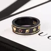 2021 luxury ring ceramic rings love pattern plated 18K gold fashion couple ring matching gift box