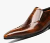 Projektant Men Cowhide Buty Sukiety Oryginalny skórzany luksusowy biznes Business Casual Party Wedding Bridegroom Buty Wskazane palec elastyczne opaskę plus rozmiar 38 ~ 45