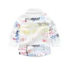 Mudkingdom Camicie per ragazzi Colorful Fashion Letter Print Manica lunga Risvolto Top Abbigliamento per bambini Primavera Graffiti Boys Shirt 210306