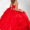 Cute Red Multi Layered Little Girl Party Ball Gowns Halter Beaded Pageant Dresses Halloween Costumes Kids Formal Wear