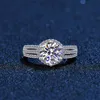 Bague de mariage de luxe Moissanite 3.0 s, ronde et brillante, bague de fiançailles Halo en diamant pour femmes, bijoux de mariée, boîte incluse