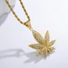 High-Quality Cold Color 316L Stainless Steel Leaf Pendants Long Link Chain Leaves Hip Hop Necklace for Women Men Rapper
