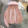 Kobiety zimowe bluzy bluzy haft kawaii taniec królik harajuku lady pullover luźne studentka dzikie topy z długim rękawem 201212