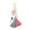 Hellmore Boho estilo Keychain Shandmade Shell com longa cadeia de liga de borla para mulheres saco de menina chaveiro