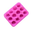 Moldes de cozimento Bolo Molde de Chocolate Silicone Sabonete Molds 12 buracos Forma em forma de bake bandeja de balsa que faz ferramenta DIY Jeely Mold LLB12610