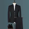 Men's Suits & Blazers Jacket Pant Vest 3Pcs Set Men Suit Chinese Style Stand Collar Male Wedding Groom Slim Fit Size B2652