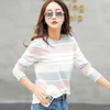 Shintimes Långärmad T Shirt Kvinnor Toppar Koreansk stil Bomull Striped Tshirt Kläder Casual T-shirt Femme T-shirts Plus storlek 210615