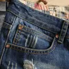 Мужская дыра джинсовые шорты летняя мода повседневная стройная пригонка разорвана ретро короткие джинсы мужской бренд 210712
