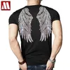 Mode Sequin Kvinnor Splice T Shirts Casual Angel Wings Människans Sommar Toppar Unisex Broderi Kortärmad Sequins T-shirts 210716